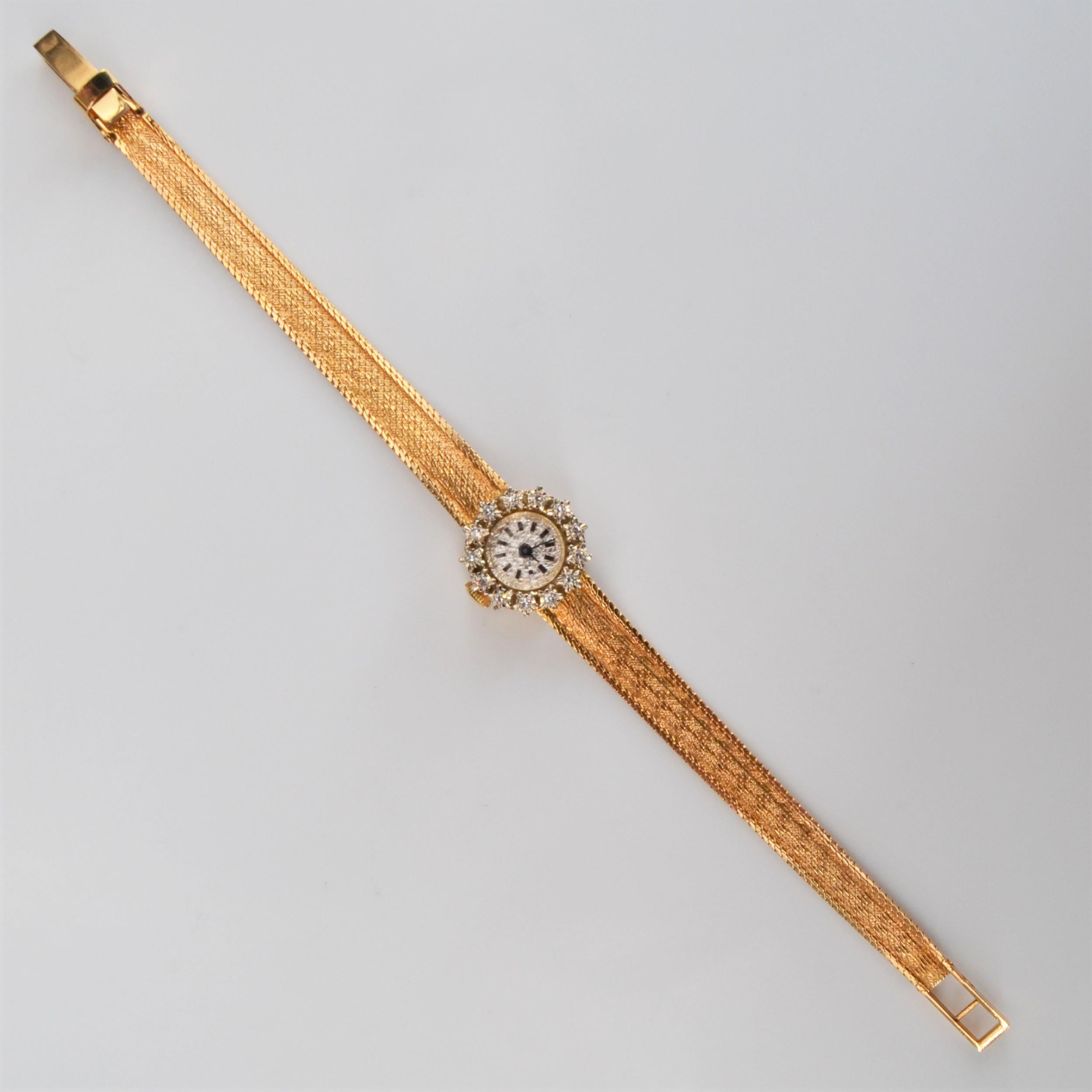 Retro French 1960s Diamonds 18 Karat Yellow Gold Lady's Watch