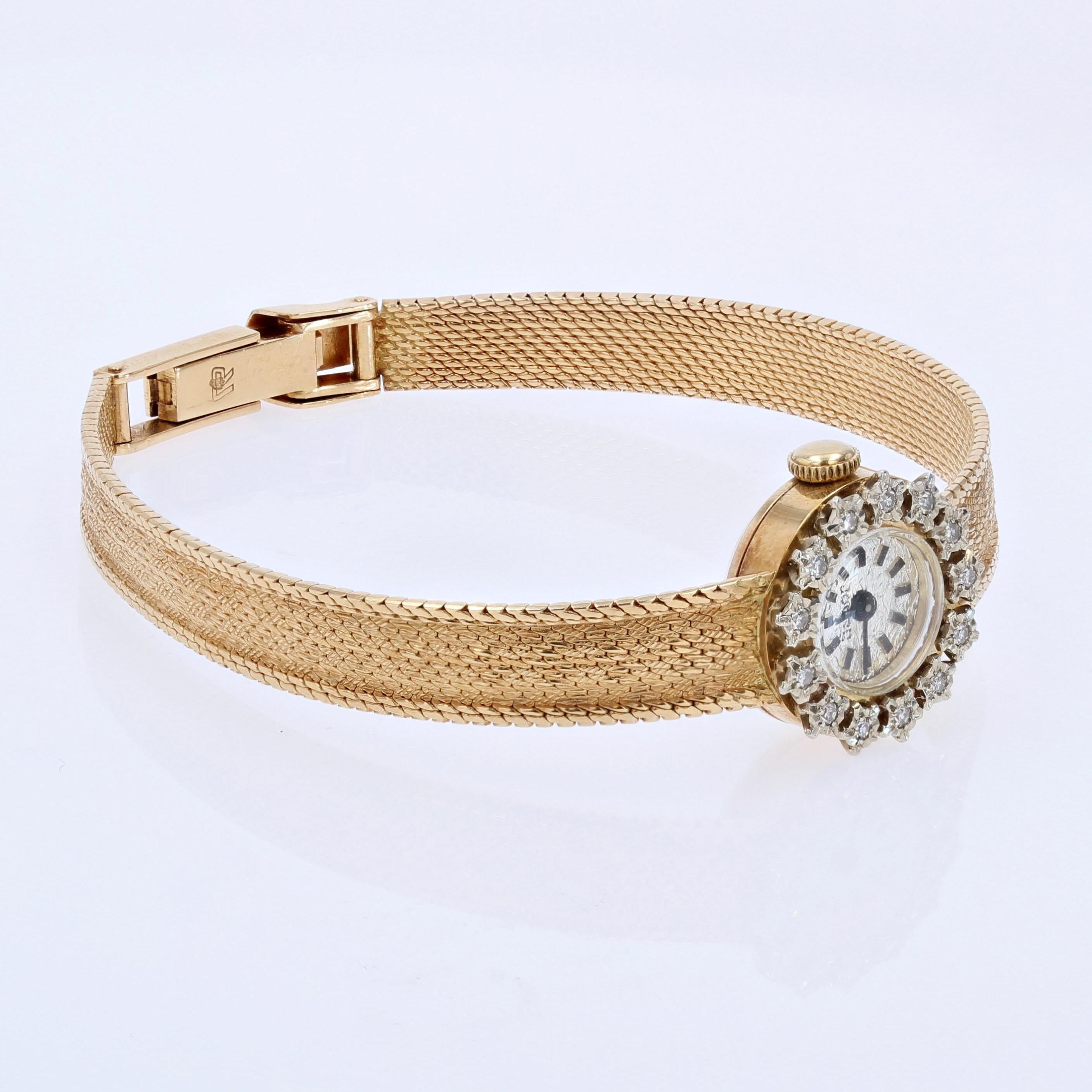 French 1960s Diamonds 18 Karat Yellow Gold Lady's Watch 1