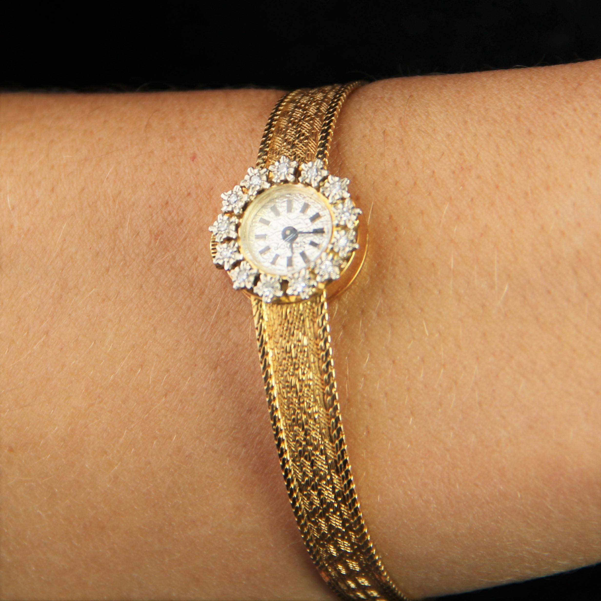 French 1960s Diamonds 18 Karat Yellow Gold Lady's Watch 2