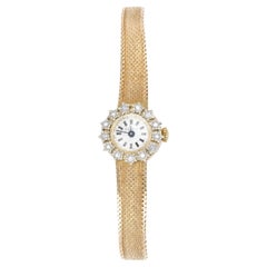 French 1960s Diamonds 18 Karat Yellow Gold Lady's Watch