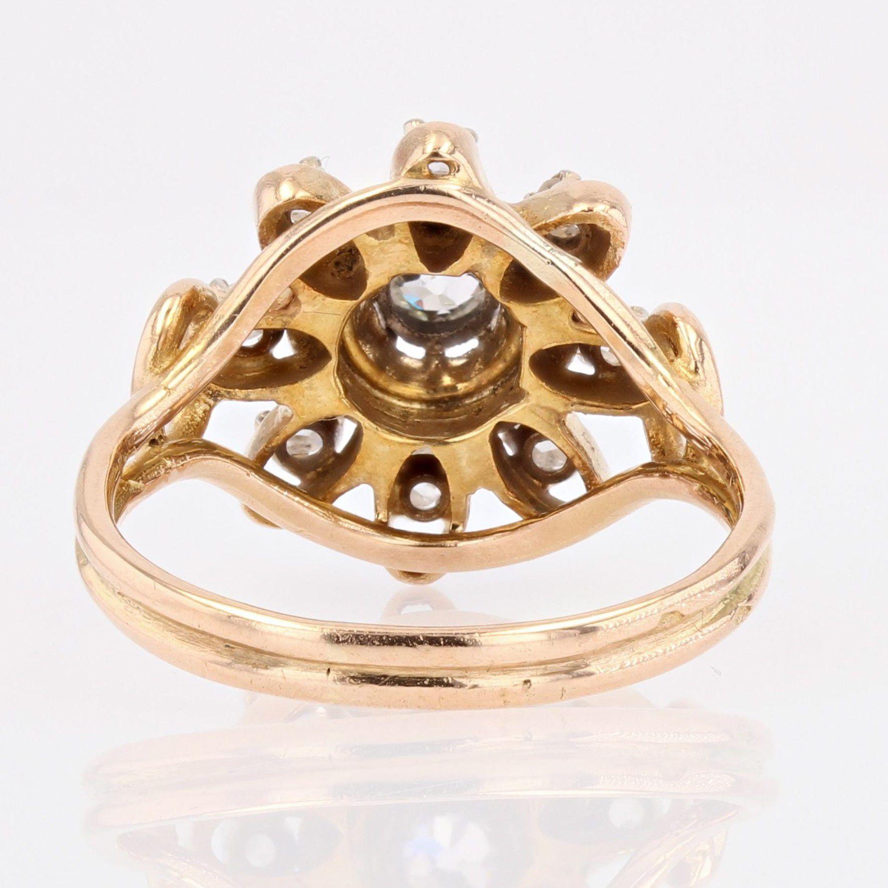 French 1960s Diamonds 18 Karats Yellow Gold Retro Ring For Sale 5