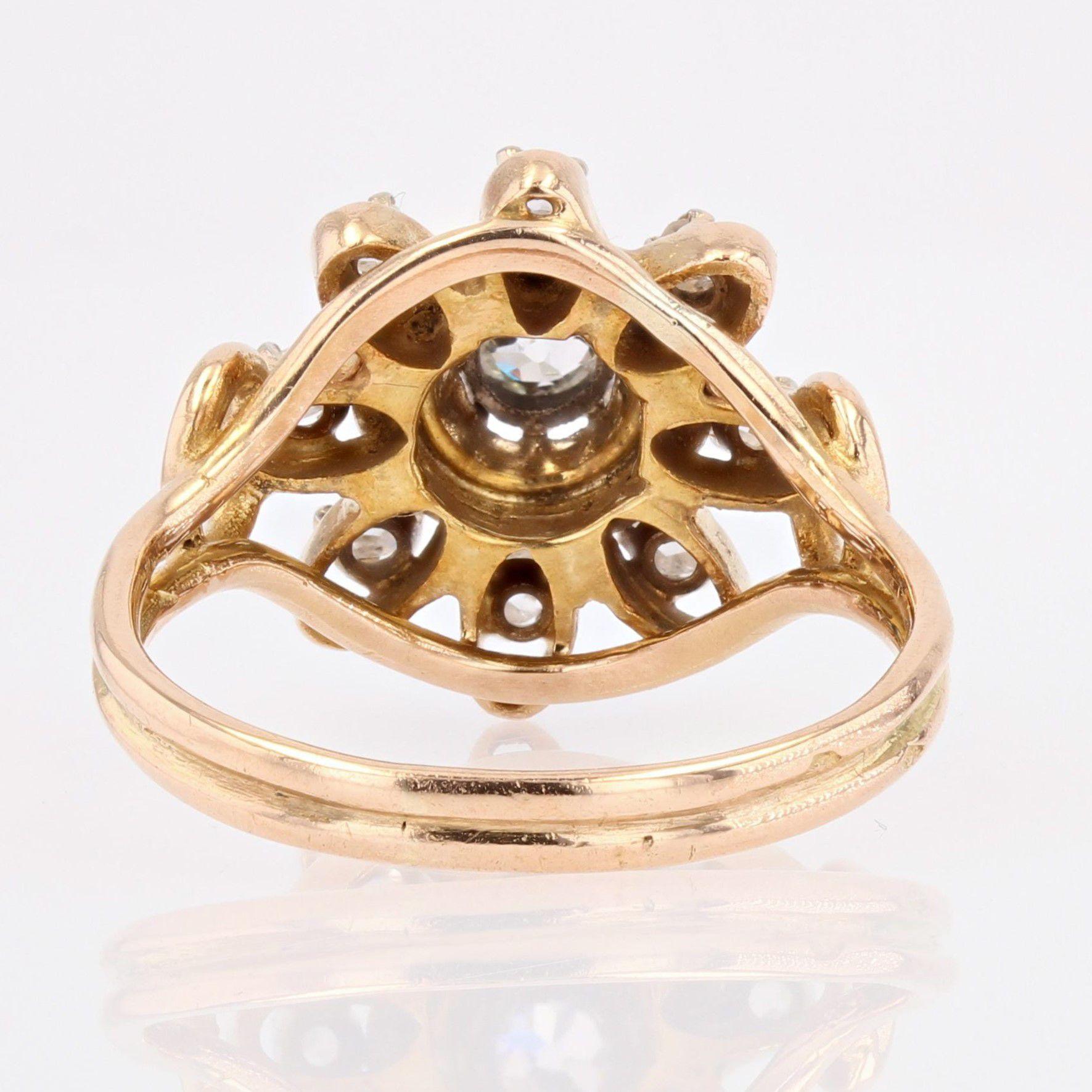 Französischer 1960er Jahre Diamanten 18 Karat Gelbgold Retro Ring 5