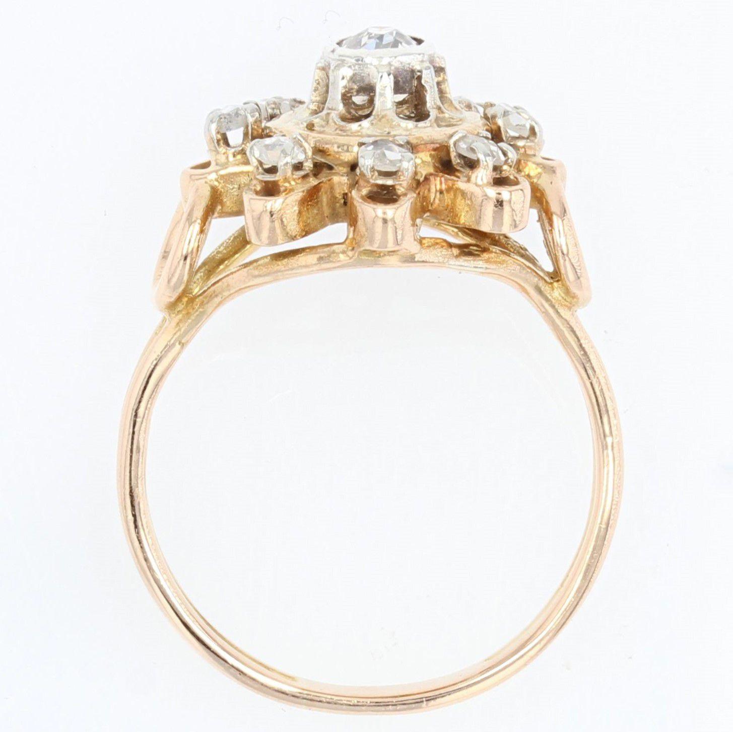 Französischer Retro-Ring, 1960er Jahre, Diamanten, 18 Karat Gelbgold im Angebot 6