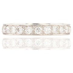 Vintage French 1960s Diamonds Platinum Wedding Band Ring