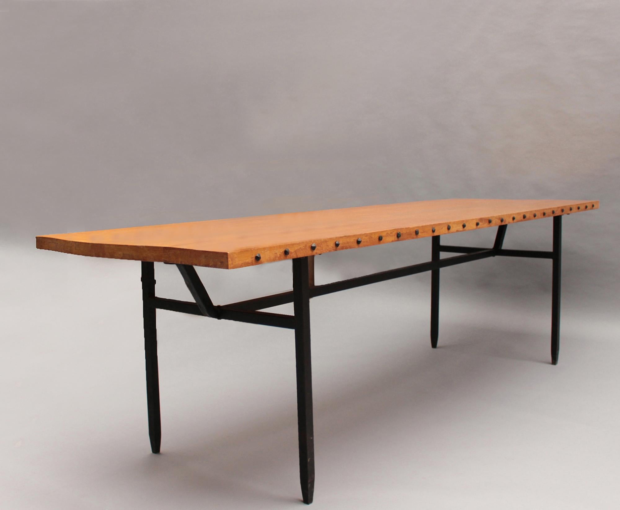 Mid-Century Modern French 1960s Dining Table by Jean Touret & the Artisans of Marolles For Sale