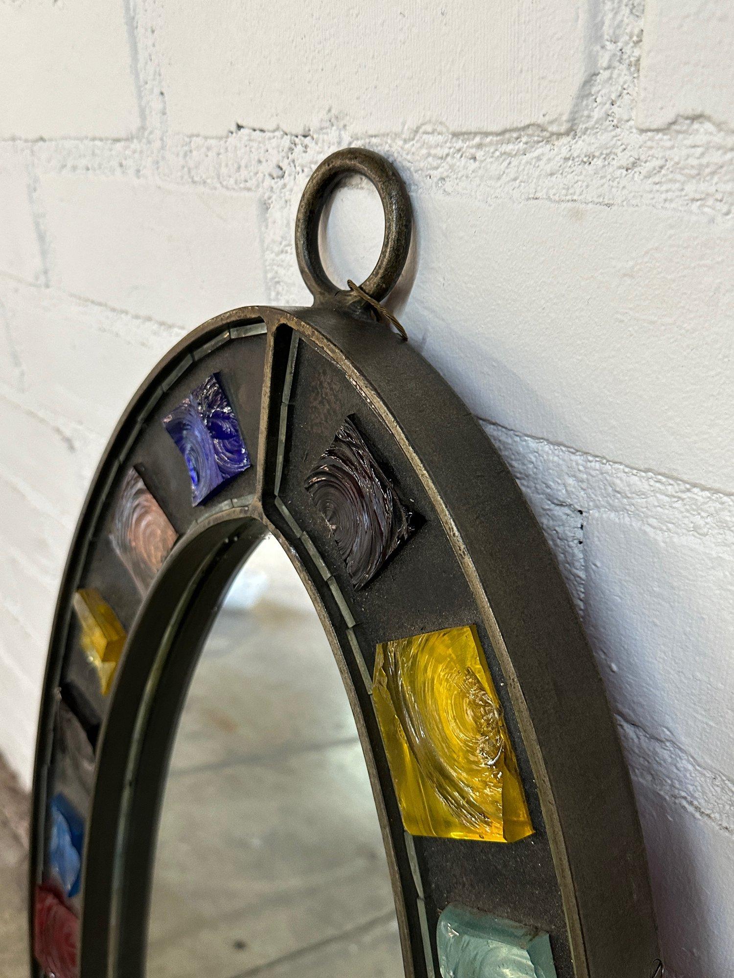 Art Glass French 1960s Elliptical Mirror For Sale