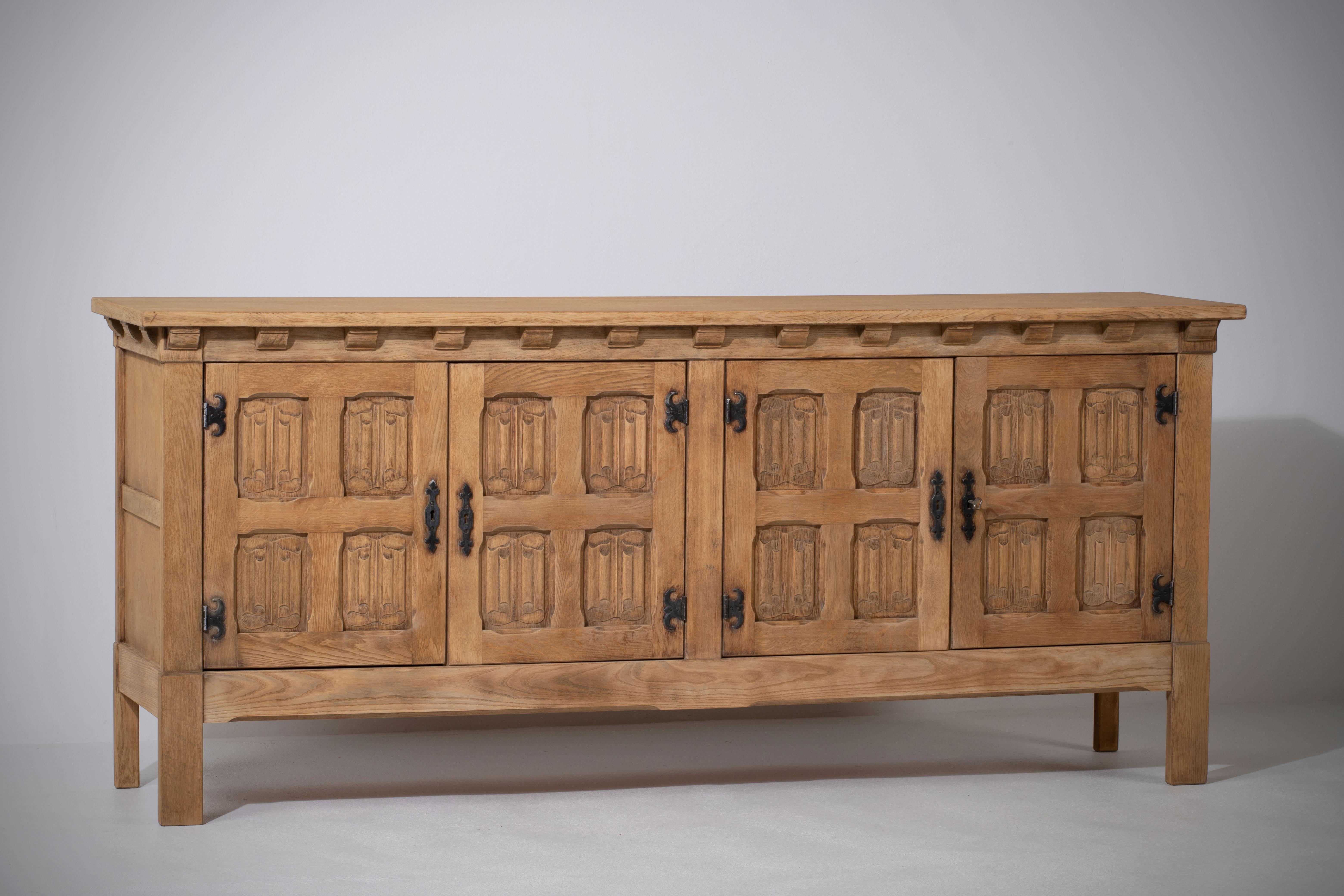 Mid-Century Modern French 1960s Elm Sideboard