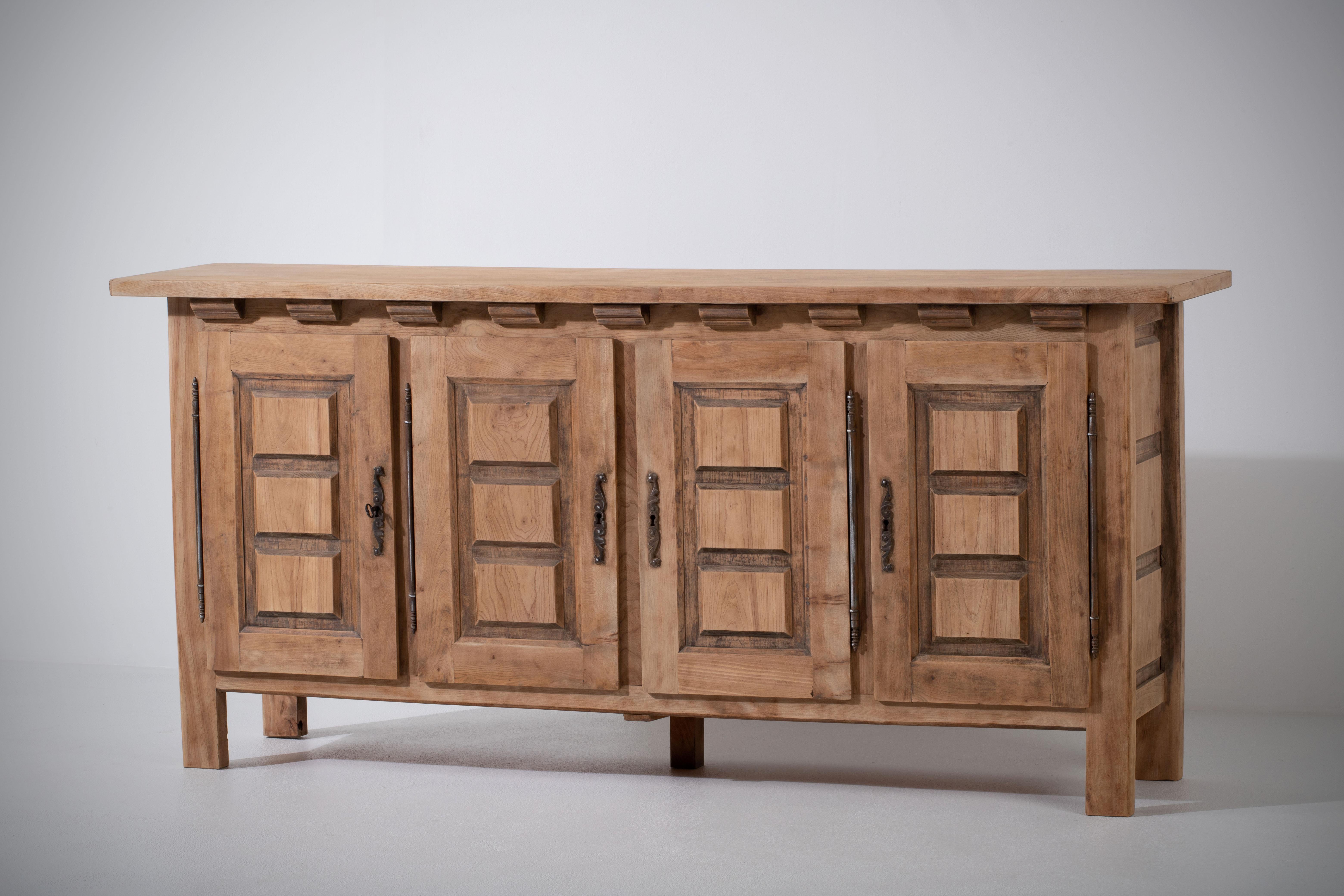 20th Century French 1960s Elm Sideboard For Sale