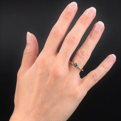 French 1960s Emerald 18 Karat Yellow Gold Solitaire Ring