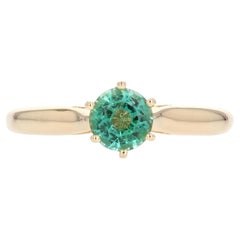 French 1960s Emerald 18 Karat Yellow Gold Solitaire Ring