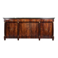French 1960s Empire Style Mahogany Enfilade with Marble Top