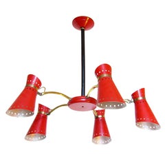 French 1960s Five-Arm Chandelier by Pierre Guariche