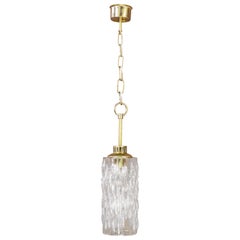 French 1960s Glass and Brass Hanging Pendant