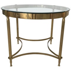 French 1960s Glass and Brass Round Coffee /Lamp Table