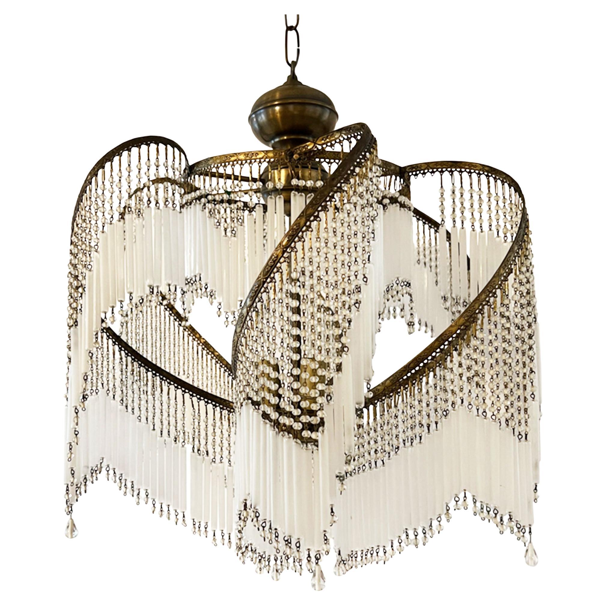 French Opalescent Glass Ceiling Light by Roba at 1stDibs