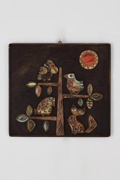 French 1960s Glazed Terracotta Artwork