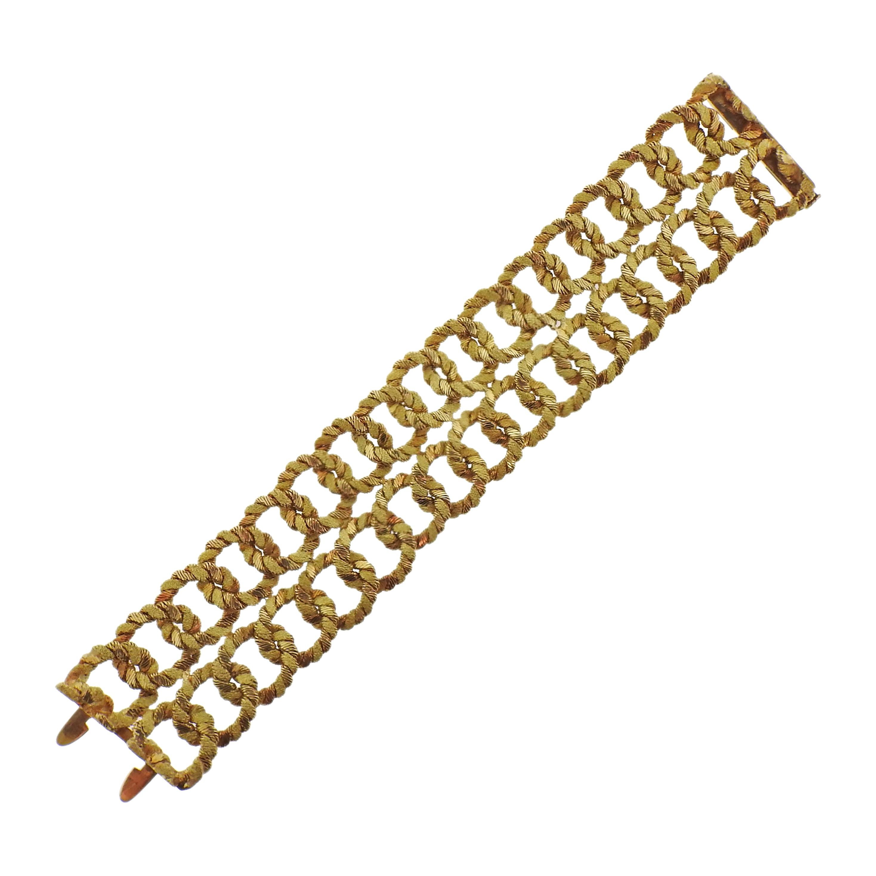 French 1960s Gold Wide Bracelet