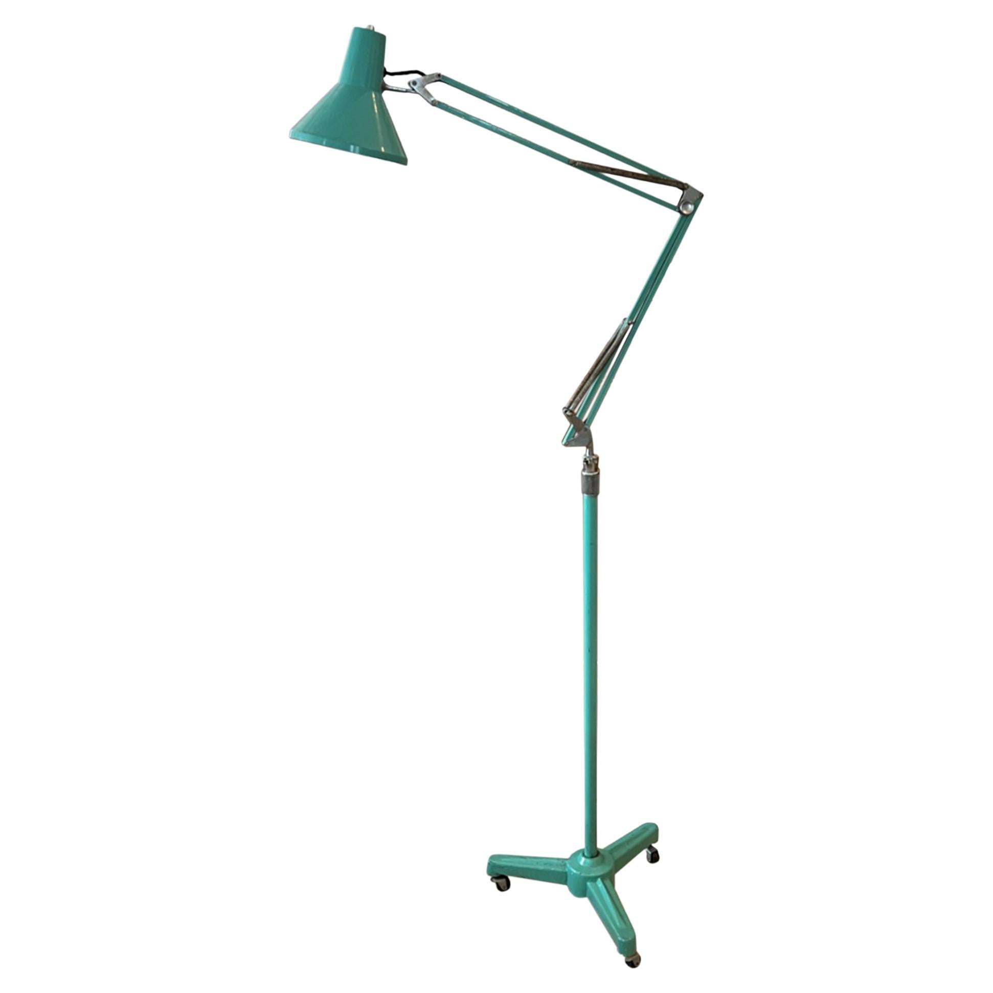 French 1960s Green Adjustable Floor Lamp