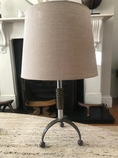 French 1960s Hammered Iron Lamp