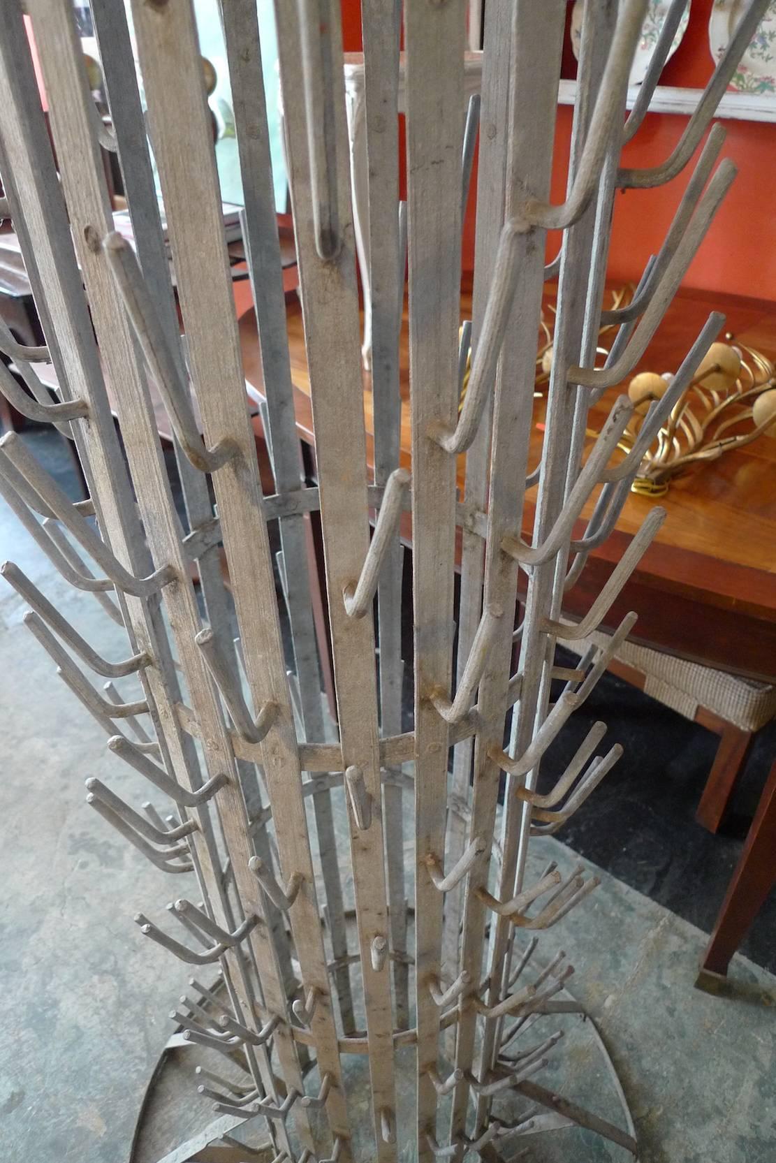 20th Century French 1960s Iron Bottle Dryer Rack Stand with 184 Rods