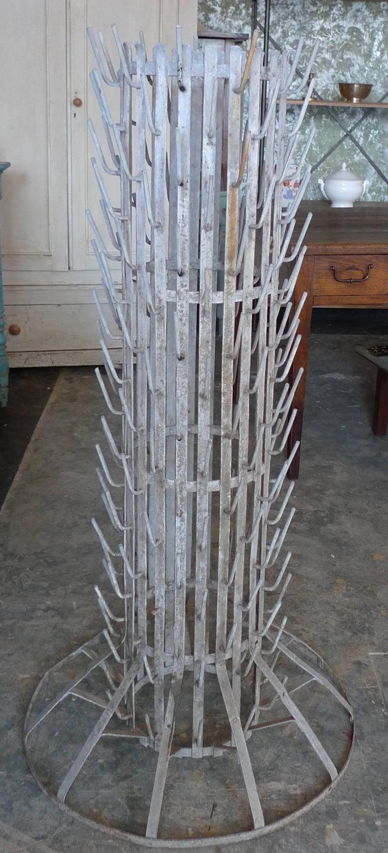 French 1960s Iron Bottle Dryer Rack Stand with 184 Rods For Sale 1