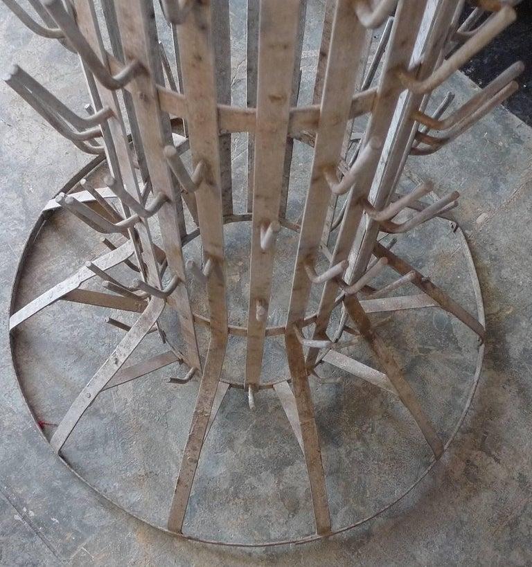 French 1960s Iron Bottle Dryer Rack Stand with 184 Rods For Sale 3