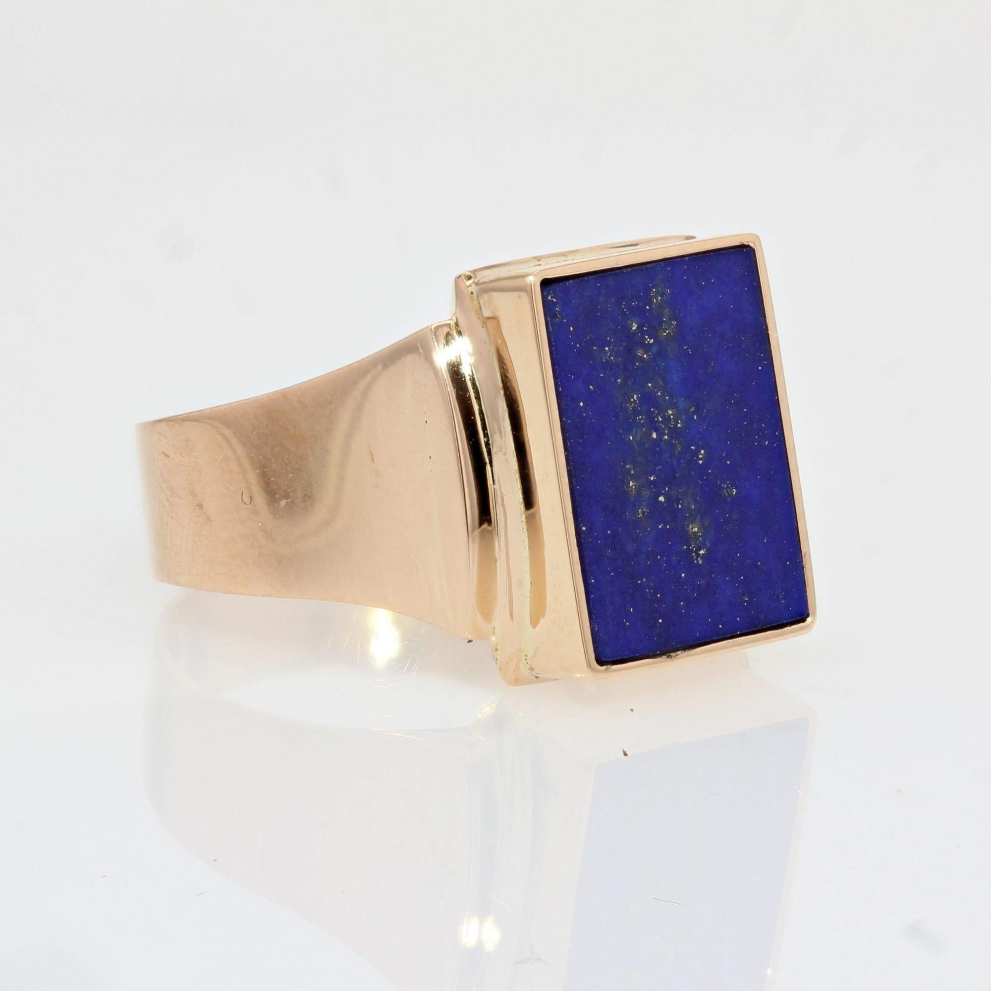 Französischer 1960er Lapislazuli 18 Karat Gelbgold Siegelring im Zustand „Gut“ in Poitiers, FR