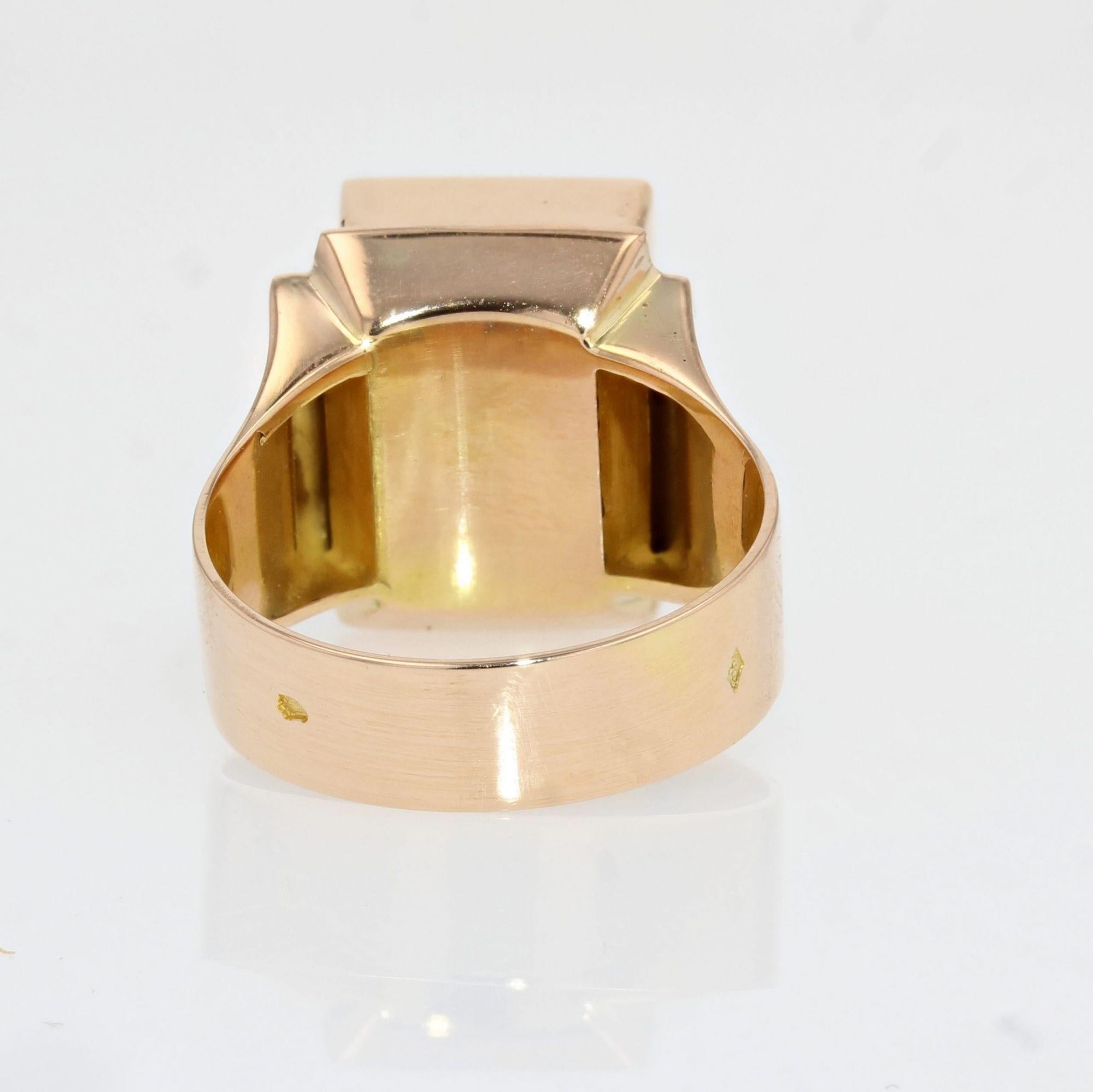 Französischer 1960er Lapislazuli 18 Karat Gelbgold Siegelring 3
