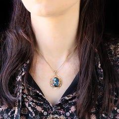 French 1960s Limoges Enamel 18 Karat Yellow Gold Pendant