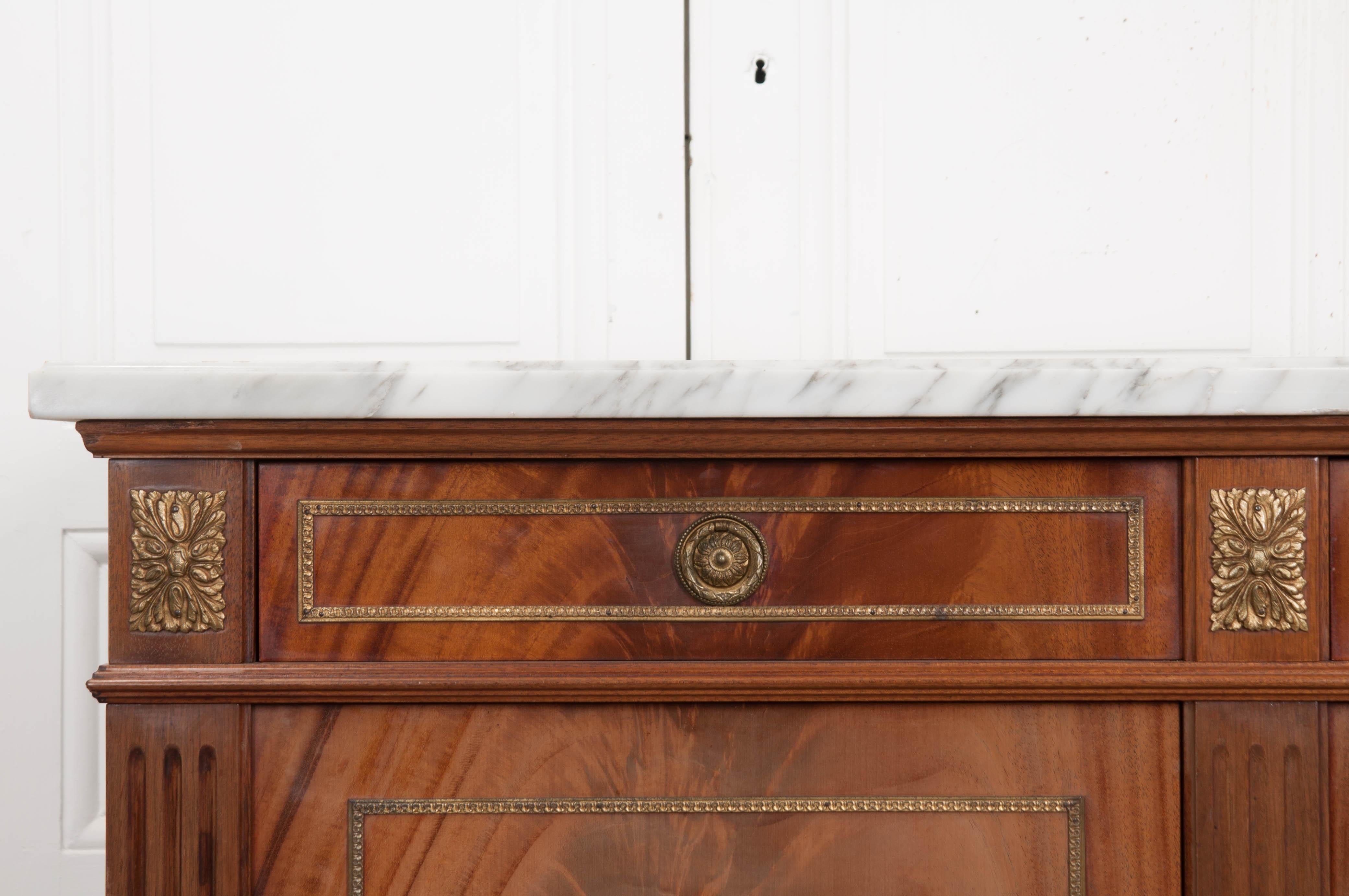 20th Century French 1960s Louis XVI-Style Mahogany Enfilade with Marble Top