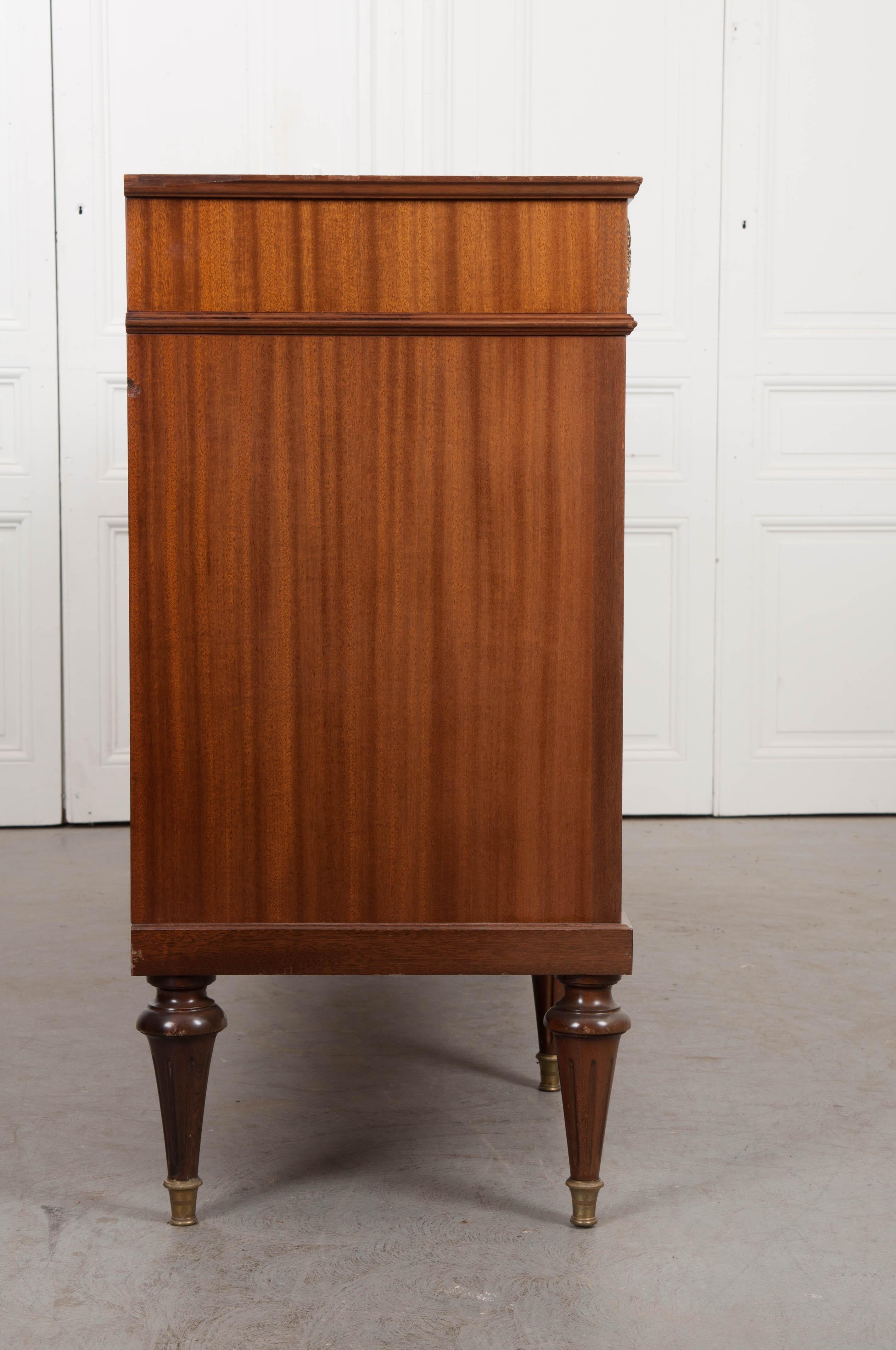 French 1960s Louis XVI-Style Mahogany Enfilade with Marble Top 4