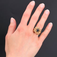 French 1960s Natural Spinel Cushion 18 Karat Rose Gold Retro Ring
