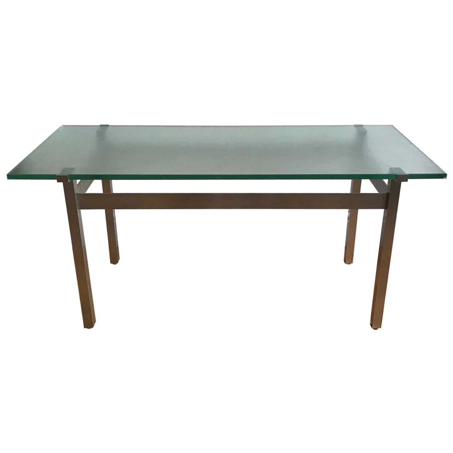 French 1960s Nickel and Glass Table For Sale at 1stDibs