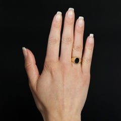 French 1960s Onyx 18 Karat Yellow Gold Signet Ring