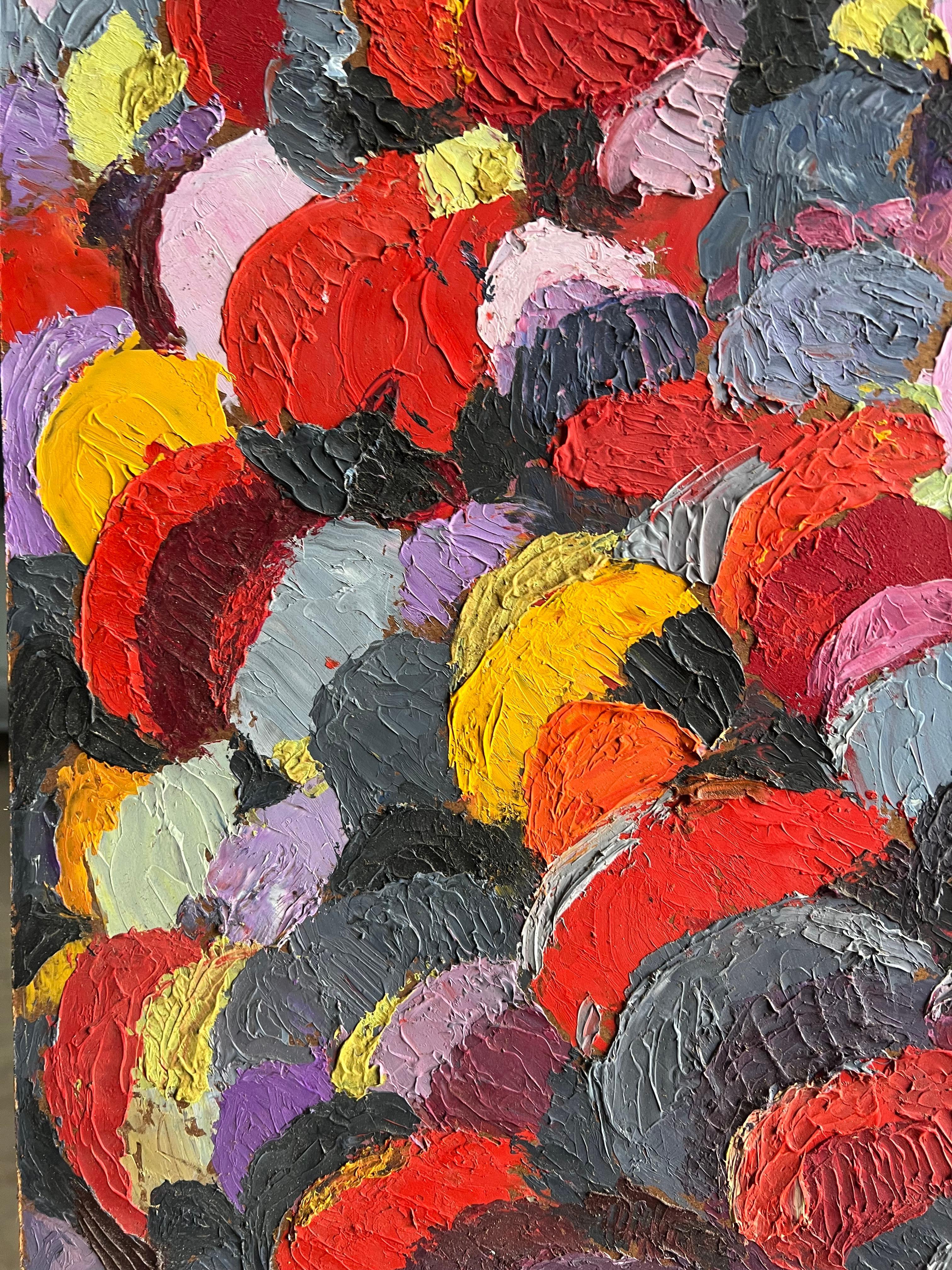 Abstract Expressionist Painting with Bold Textured Brushstrokes Sunset Colours For Sale 7