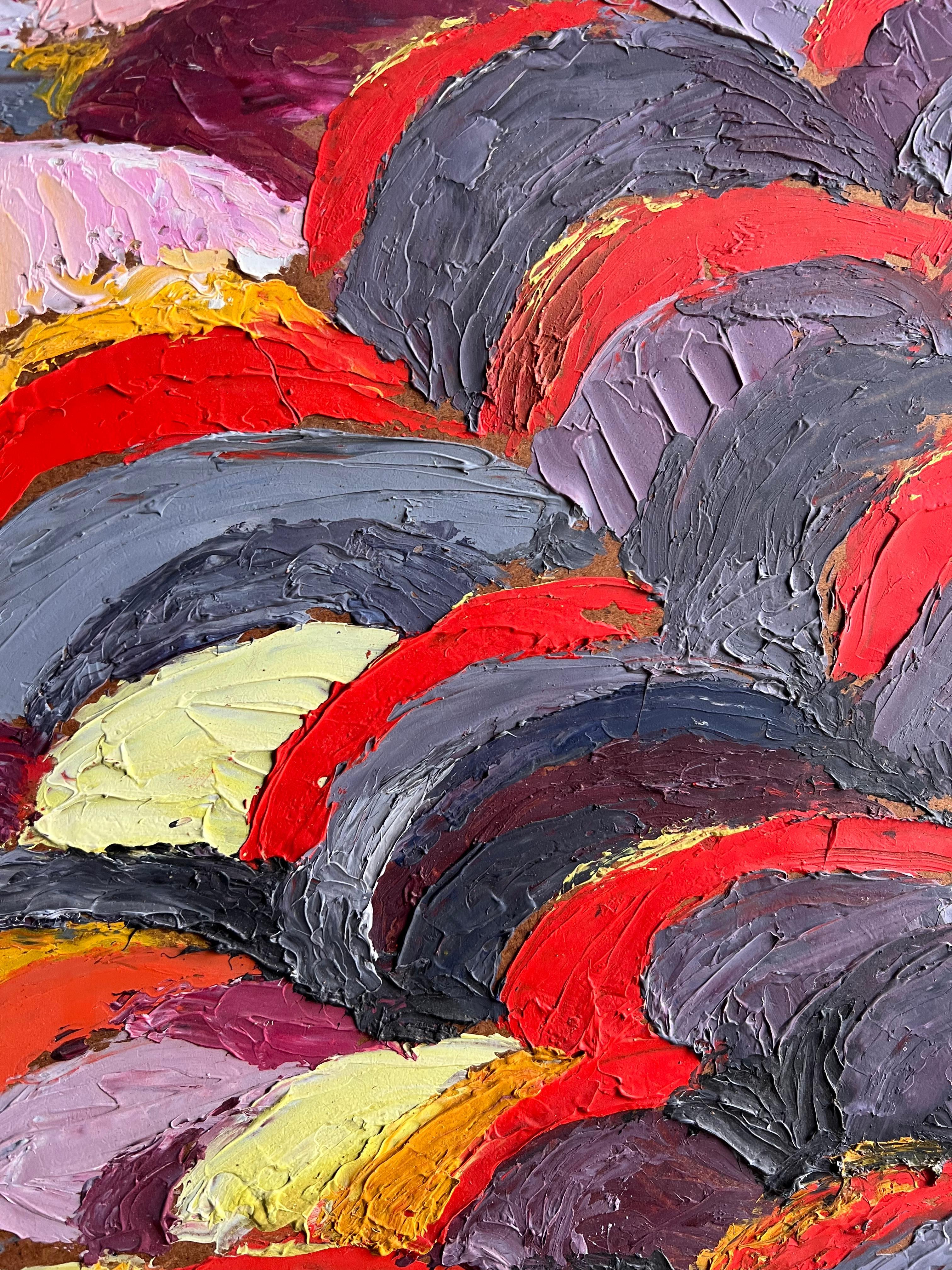Abstract Expressionist Painting with Bold Textured Brushstrokes Sunset Colours For Sale 2