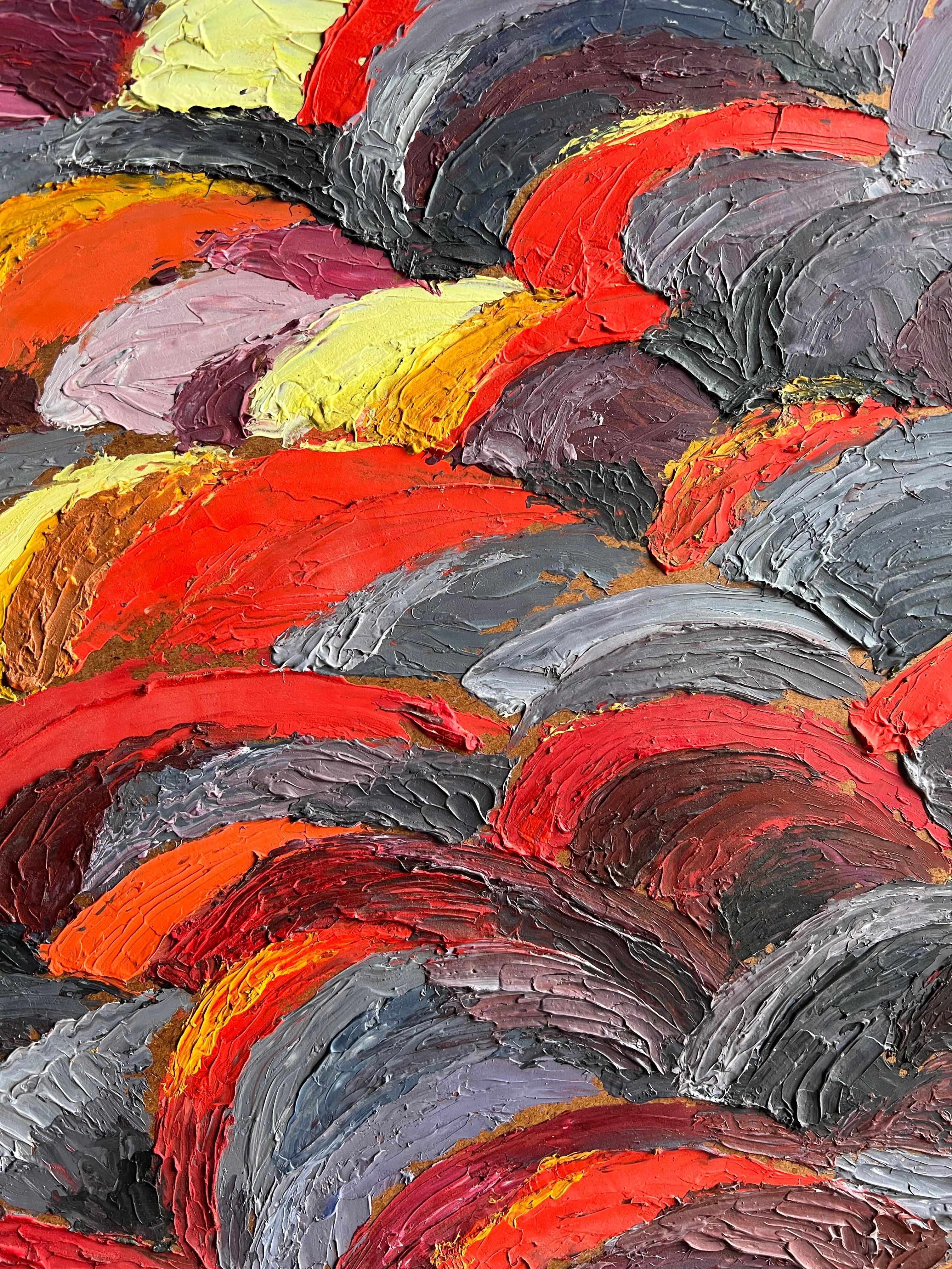 Abstract Expressionist Painting with Bold Textured Brushstrokes Sunset Colours For Sale 3