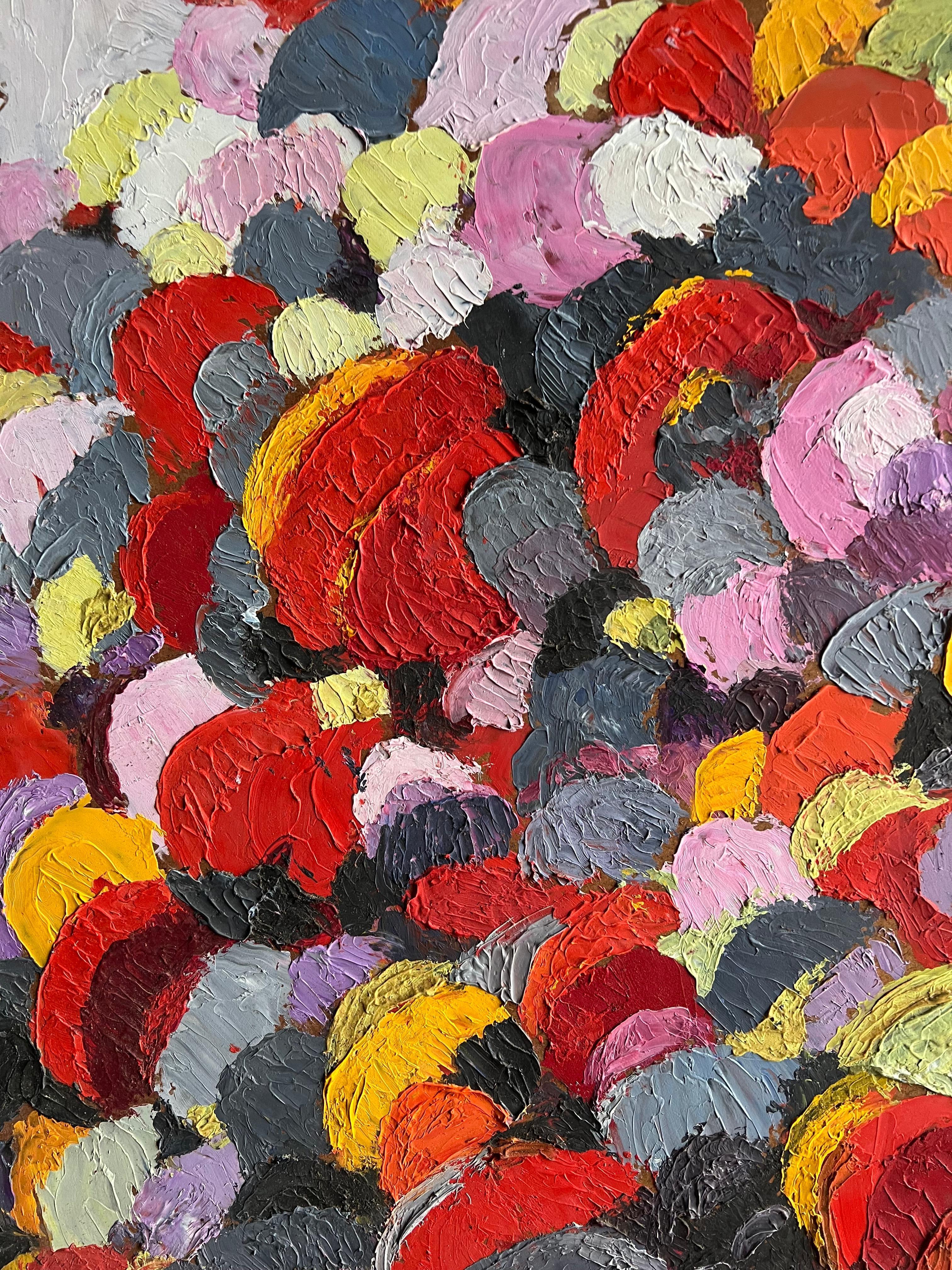 Abstract Expressionist Painting with Bold Textured Brushstrokes Sunset Colours For Sale 4