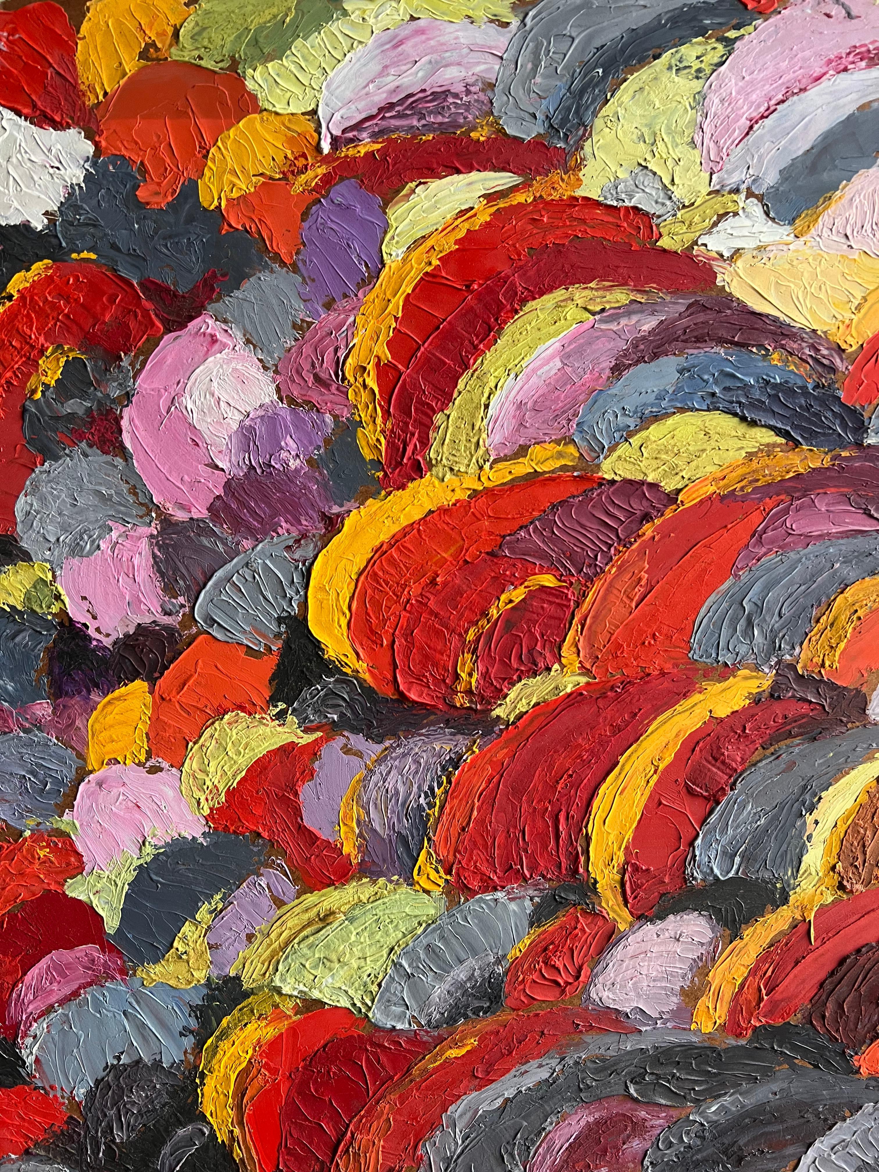 Abstract Expressionist Painting with Bold Textured Brushstrokes Sunset Colours For Sale 5