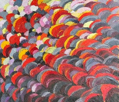 Vintage Abstract Expressionist Painting with Bold Textured Brushstrokes Sunset Colours