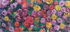 Lebendige abstrakte Französisch Öl florale Komposition texturiert Impasto Technik