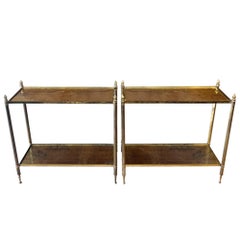French 1960s Pair of Side Tables with Eglomise Glass