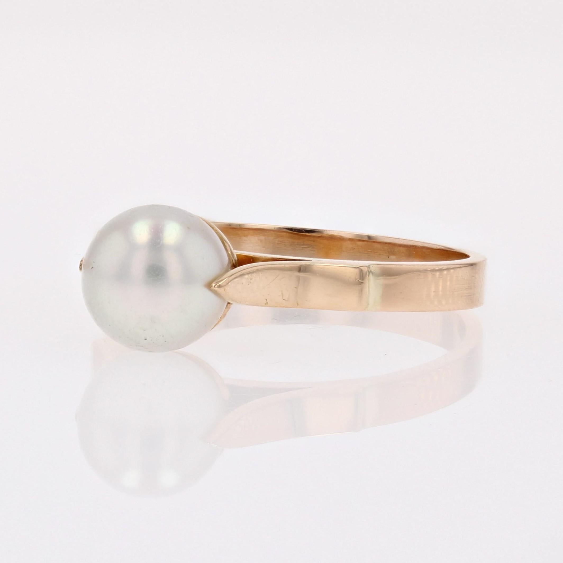 Rétro Bague solitaire française des années 1960 en or jaune 18 carats en vente