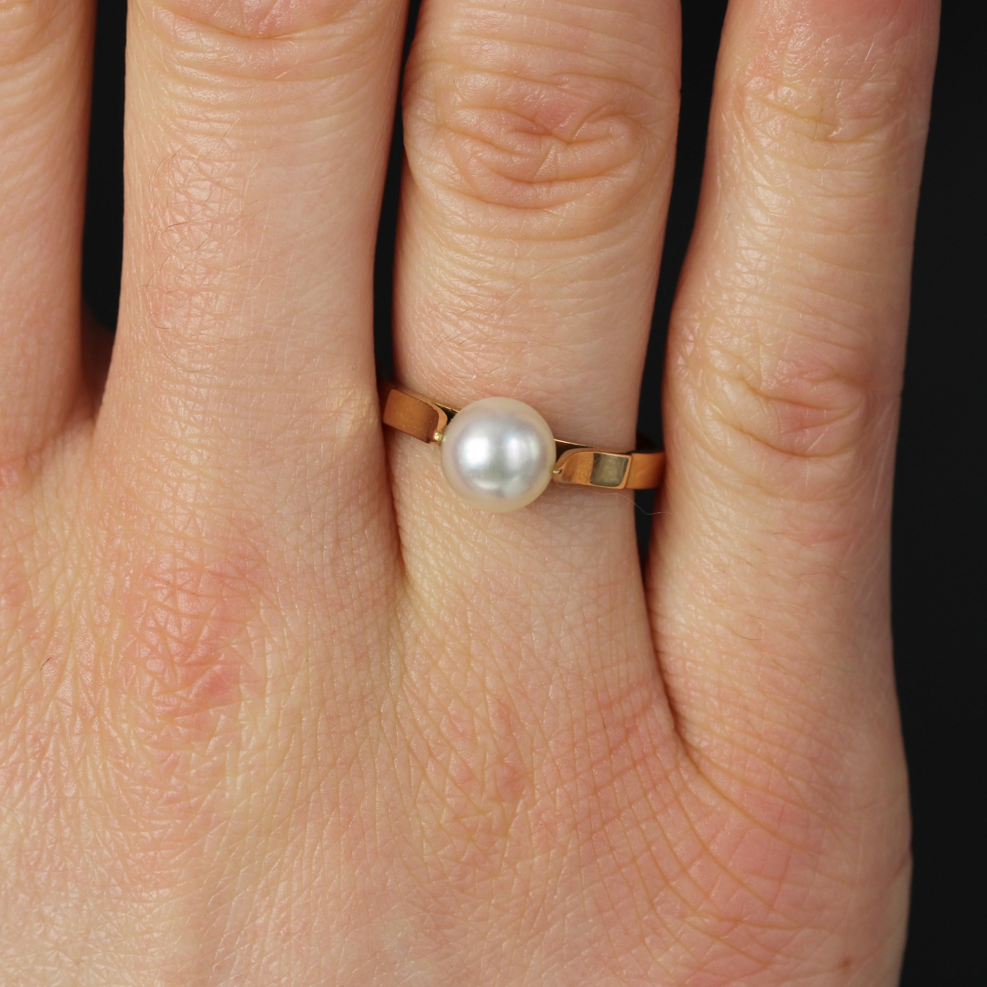 Bague solitaire française des années 1960 en or jaune 18 carats Bon état - En vente à Poitiers, FR