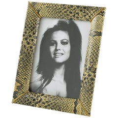 Vintage French 1960s Picture Frame Vinyl Leather Snake Skin
