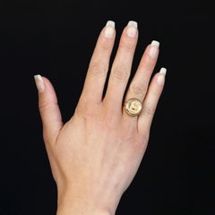 Französischer 1960er Jahre Roter Edelstein Diamant 18 Karat Gelbgold A. Augis Ring