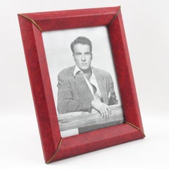 French 1960s Red Vinyl Leather Picture Frame