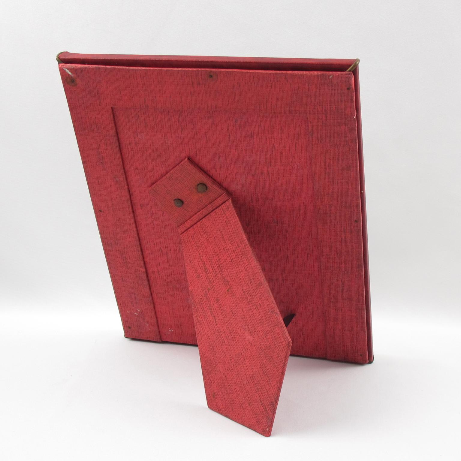 French 1960s Red Vinyl Leather Picture Frame In Good Condition In Atlanta, GA