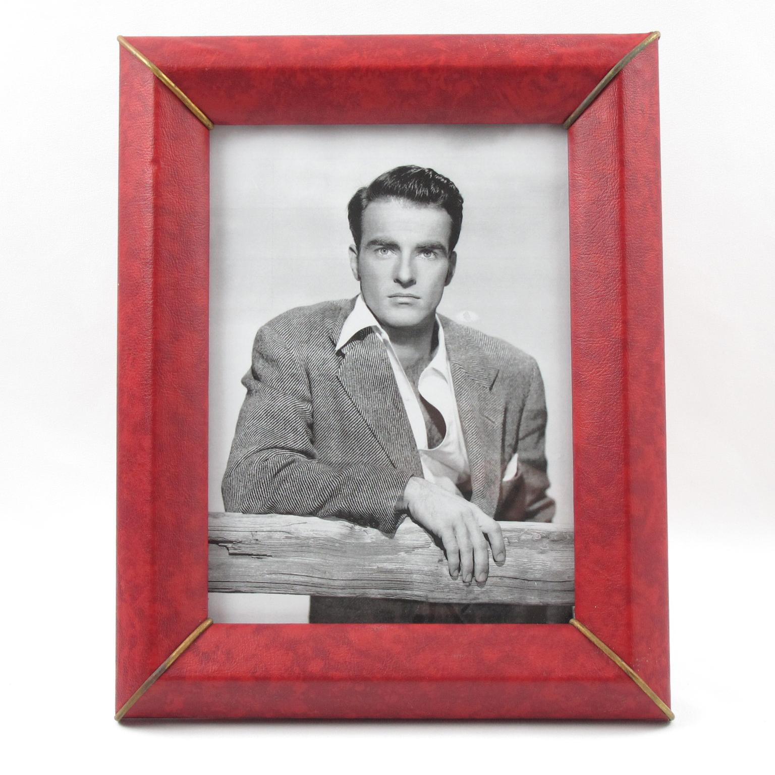 Mid-20th Century French 1960s Red Vinyl Leather Picture Frame