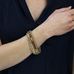 French 1960s Retro 18 Karat Rose Gold Curb Bracelet